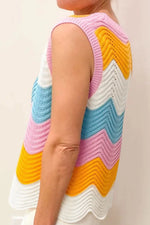 Round Neck Color Block Sweater Vest