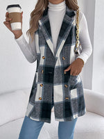 Plaid Double-Breasted Vest Coat