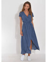 Surplice Short Sleeve Midi Dress