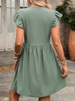 Ruffle Sleeve V-Neck A-Line Dress