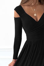 Slit Surplice Long Sleeve Maxi Dress - Ladyez