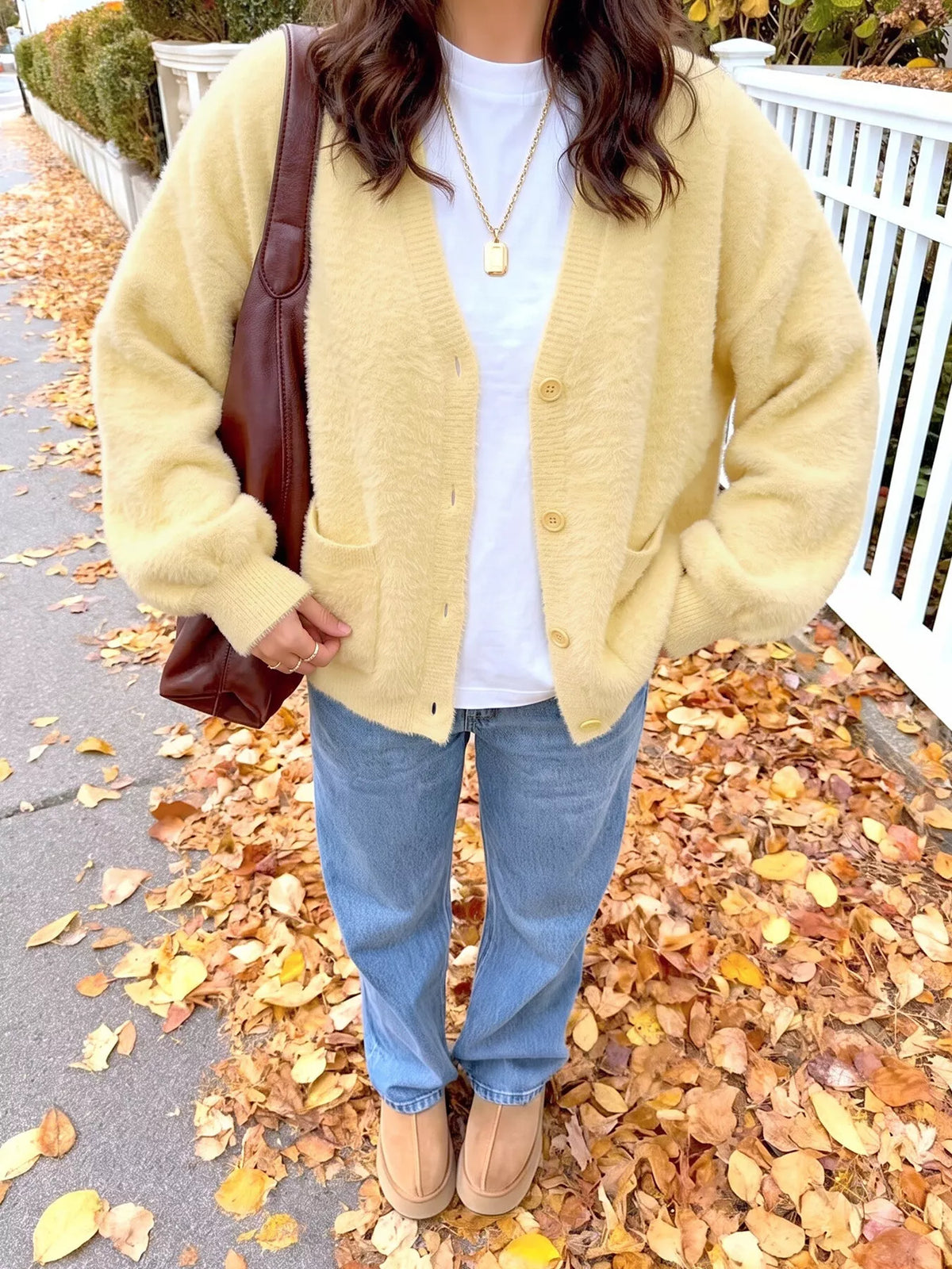 Button Up V-Neck Cardigan