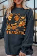Thankful Thanksgiving Graphic Long Sleeve Sweatshirt