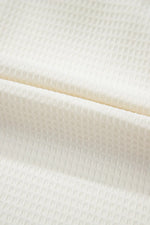 Solid Color Ruffle Trim Waffle Knit Blouse