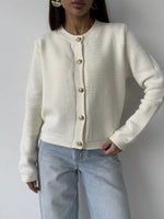 Button Up Texture Knit Cardigan