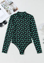 Lucky Clover Mock Neck Long Sleeve Bodysuit