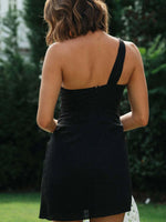 Ruched One-Shoulder Mini Dress - Ladyez