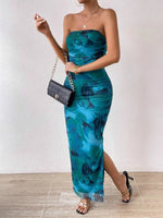 Printed Side Slit Tube Dress - Ladyez