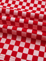 Checkered Print Ruffle Cap Sleeve Contrast Trim Round Neck Top