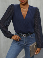 Perfee Ruched Surplice Long Sleeve Bodysuit - Ladyez