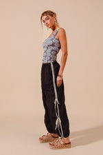 SO ME Loose Fit Jogger Pants With Double Lined Side Detail