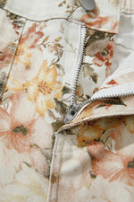 Vintage Style Floral Print High Waist Wide Leg Jeans