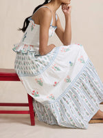 Bohemian Floral Print Smocked Tiered Maxi Dress - Ladyez