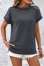Mandy Striped Round Neck Short Sleeve T-Shirt - Ladyez