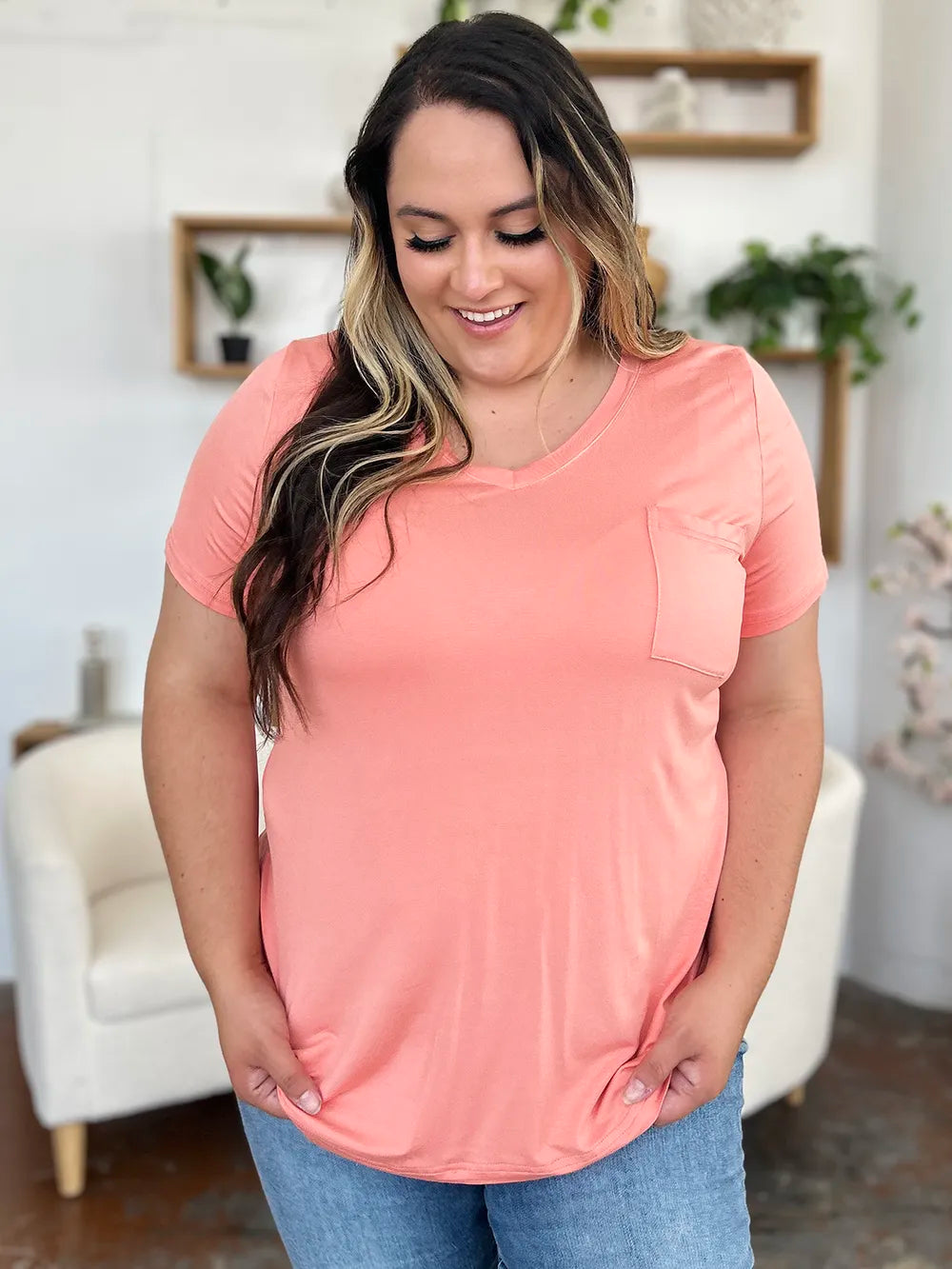 Basic Bae Bamboo Full SizeV-Neck Short Sleeve T-Shirt