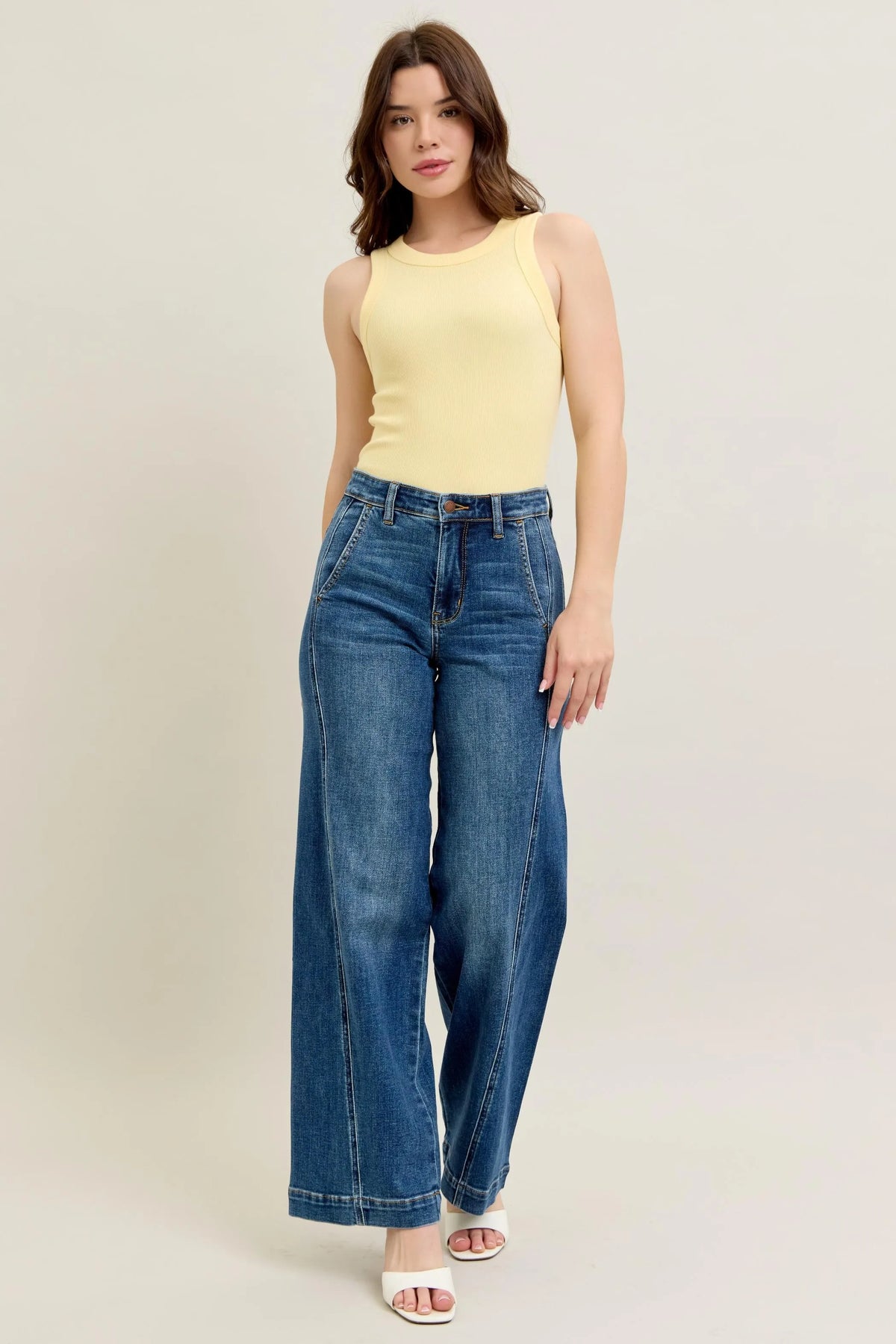 Judy Blue Full Size High Waist Wide Leg Jeans Plus Size - Ladyez
