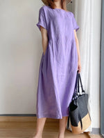 Full Size Casual Round Neck Midi Dress Plus Size - Ladyez