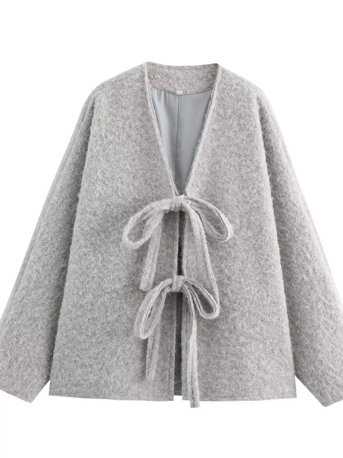 Textured Knit Tie-Front Outerwear