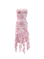 Tie-Dye Strapless Ruffle Hem Dress - Ladyez