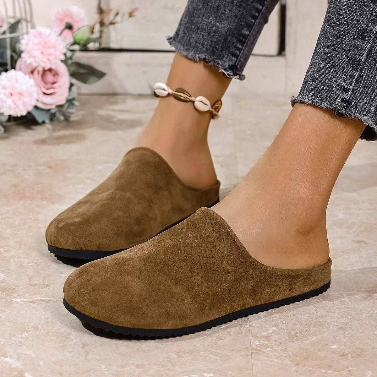 Round Toe Suede Slip-Ons