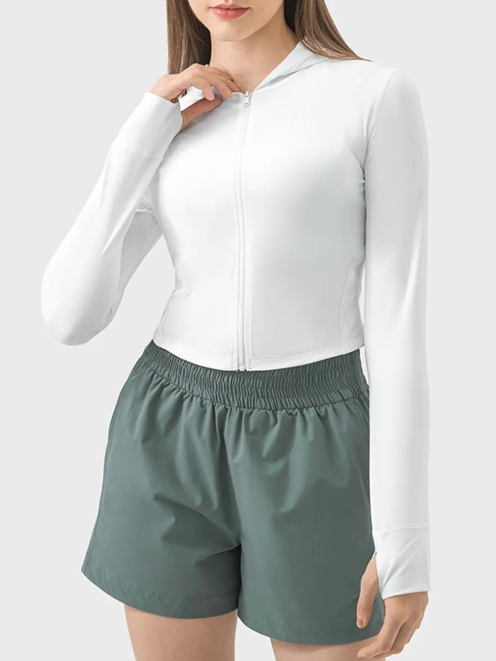 Millennia Zip Up Hooded Long Sleeve Active Outerwear - Ladyez