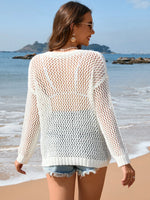 Openwork Dropped Shoulder Cover Up - Ladyez