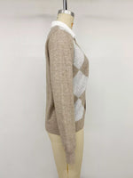 Argyle Patterned Polo Collar Sweater
