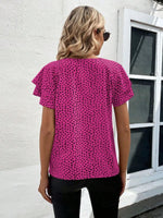 Animal Print Ruffle Sleeve Blouse