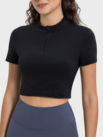 Millennia Quarter Zip Short Sleeve Active T-Shirt - Ladyez