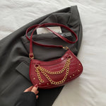Chain-Embellished Shoulder Bag - Ladyez