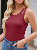 Cutout Round Neck Tank - Ladyez