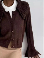 Button Up Flare Sleeve Cardigan