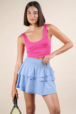 VERY J Riffled Tiered Layers Activewear Skirt with Shorts - Ladyez