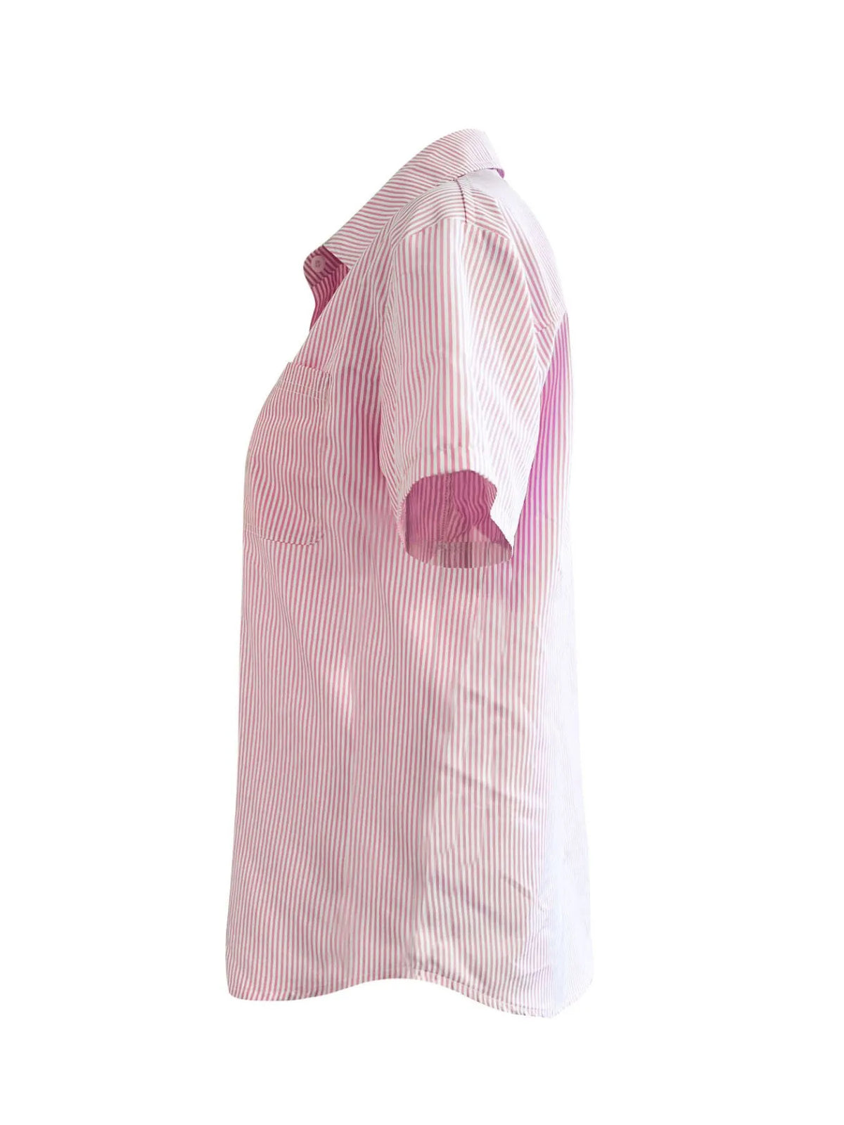 Full Size Striped Button-Up Casual Shirt with Pocket Plus Size - Ladyez