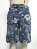 Floral Print Denim Shorts