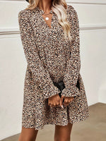 Notched Flounce Sleeve Mini Dress