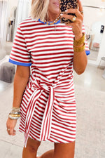 Striped Tie-Front Mini Dress