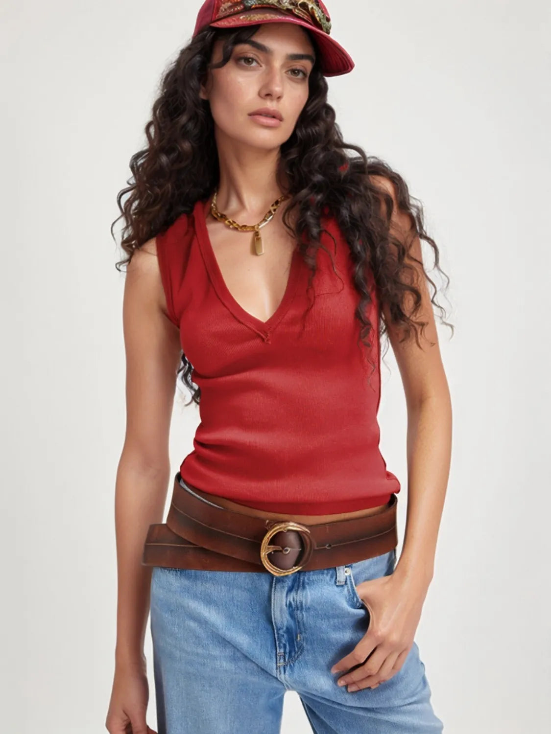 Solid V-Neck Tank - Ladyez