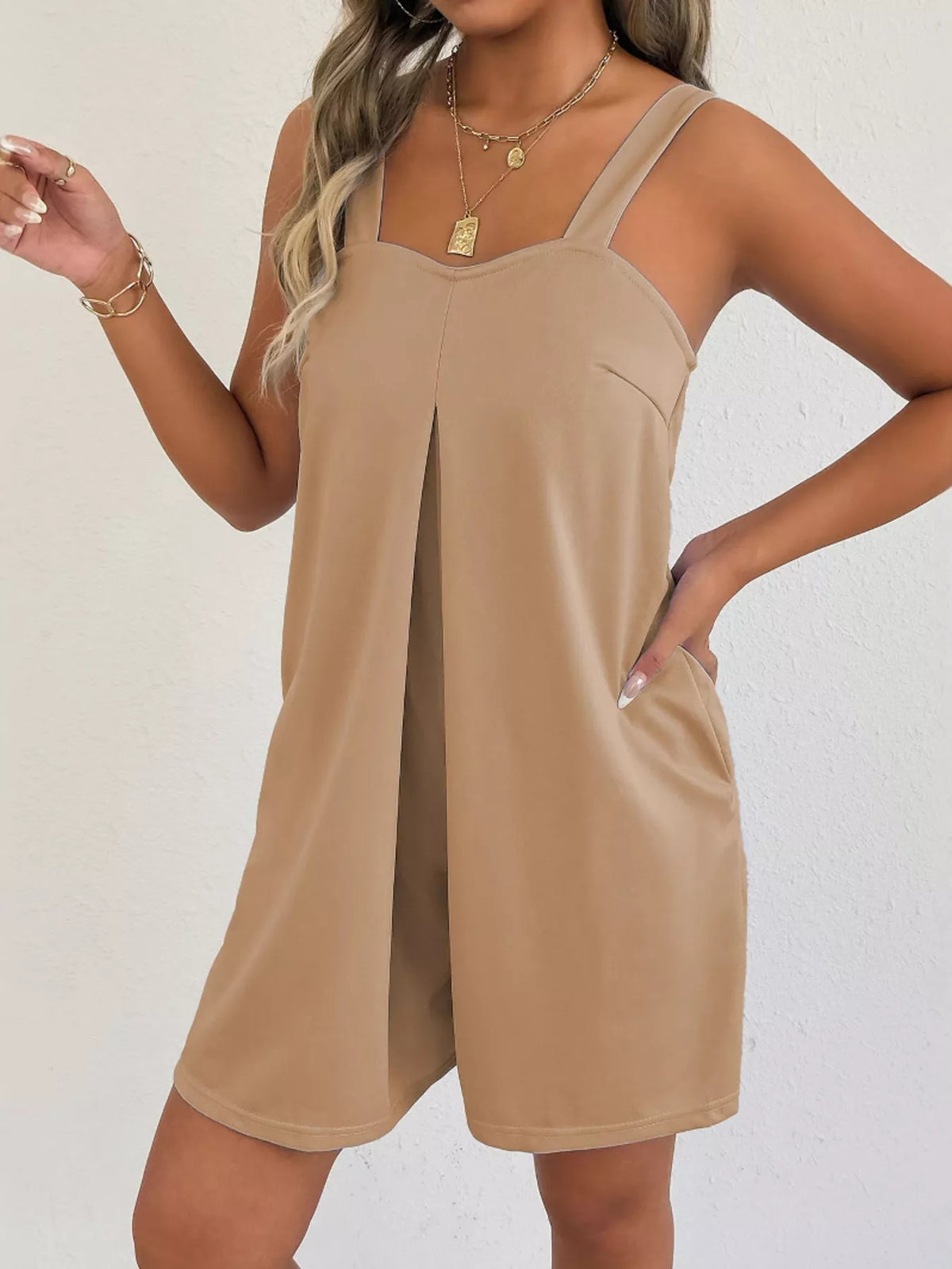 Sweetheart Neck Wide Strap Romper