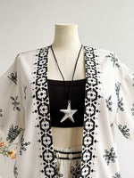 Plus Size Printed Open Front Cardigan and Shorts Set