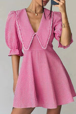 Gingham Puff Sleeve Mini Dress