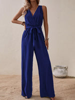 Sleeveless Tie Waist Wide Leg Jumpsuit