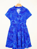 Ruffled Hem Short Sleeve Flowy Mini Dress