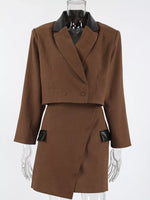 Double-Breasted Blazer & Asymmetrical Skirt Set