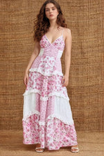 Floral Lace Trim Maxi Cami Dress - Ladyez