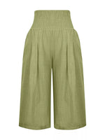 Smocked Wide-Leg Capri Pants