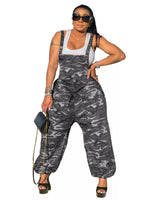 Casual Camouflage Square Neck Overalls