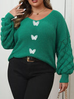 Plus Size Butterfly Dropped Shoulder Sweater