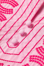 Embroidered Detail Puff Sleeve Cotton Blouse