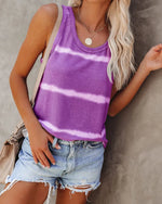 Full Size Striped Round Neck Tank Top Plus Size - Ladyez